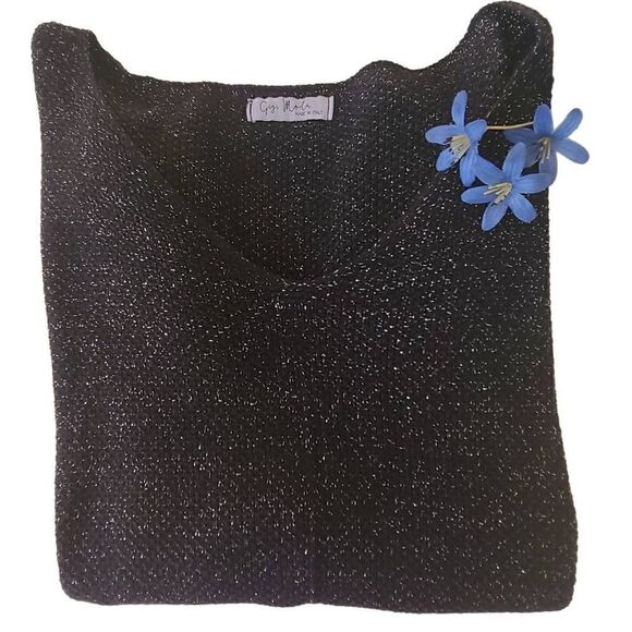 Gigi Moda Womens Black Sliver Sparkle Pull Over Knit Sweater - Picture 3 of 11